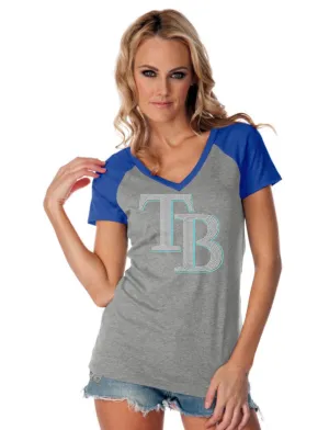 Womens Jersey Contrast V Neck Raglan Short Sleeve Tee-sm