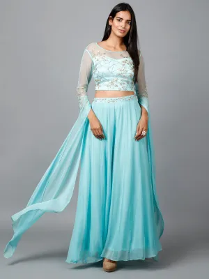 Women's Katdana Sequins Embroidered Wedding Lehenga in Blue