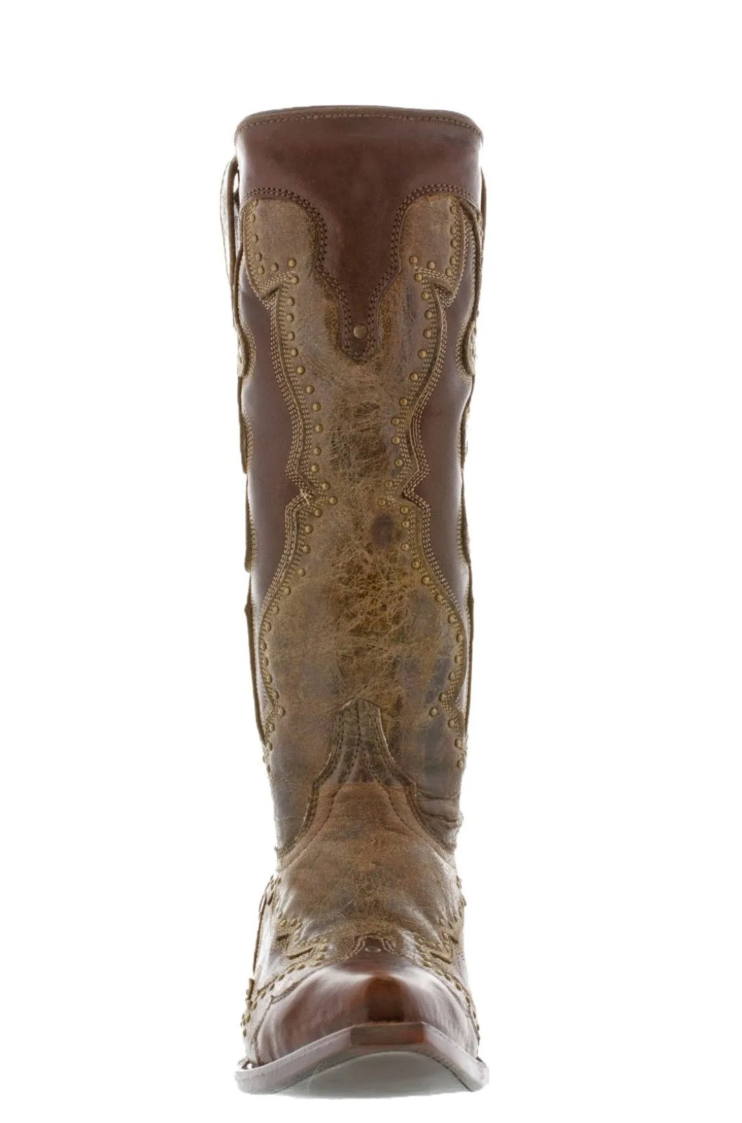 Womens Kenia Brown Western Cowboy Boots Studded - Snip Toe