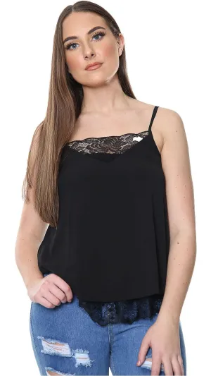 Womens Lace Trim Cami Top