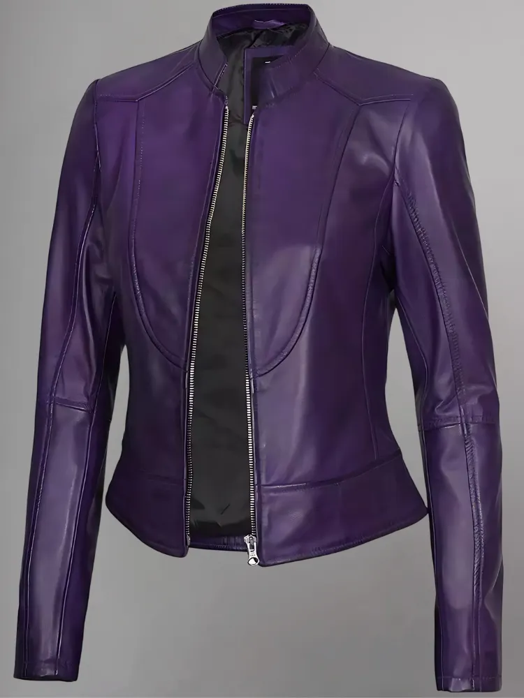 Women's Leather Collarless Jacket