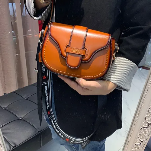 Womens Leather Small Saddle Crossbody Bags