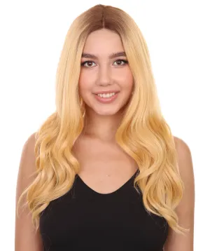 Women's Long Length Lace Front Wavy Wig | Adult Fashion Wig With Dark Roots