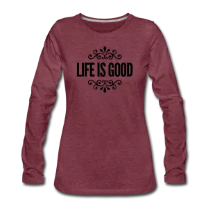 Womens Long Sleeve Graphic Tee, Life Is Good Illustration