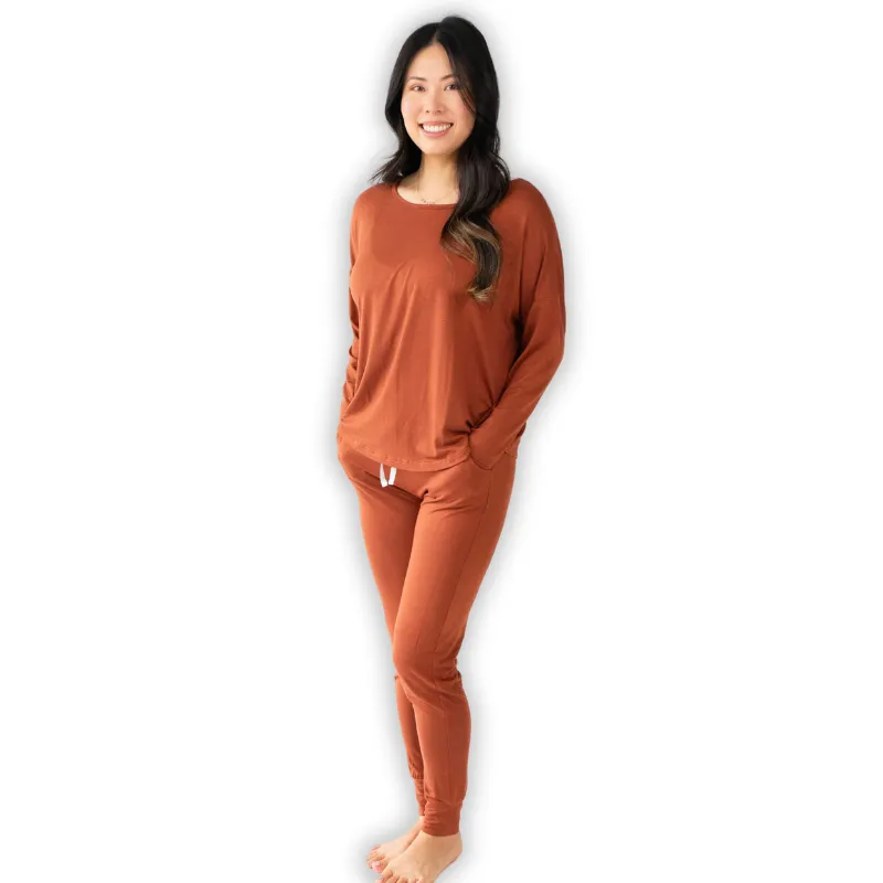 Women's Long Sleeve PJ Set - Rust