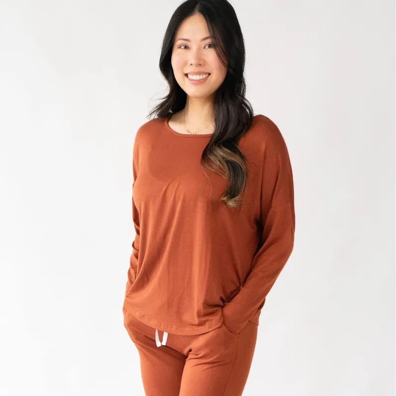 Women's Long Sleeve PJ Set - Rust