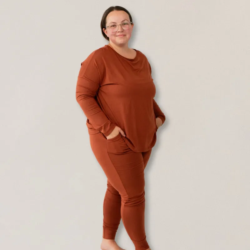 Women's Long Sleeve PJ Set - Rust