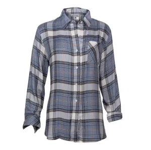 Women's  Long Sleeves, Button Down,  Rayon Plaid Shirt. Blue/White. Style# 1532