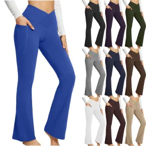 Women's Long Yoga Pants High Waisted Flare Leggings Jazz Dress Pants