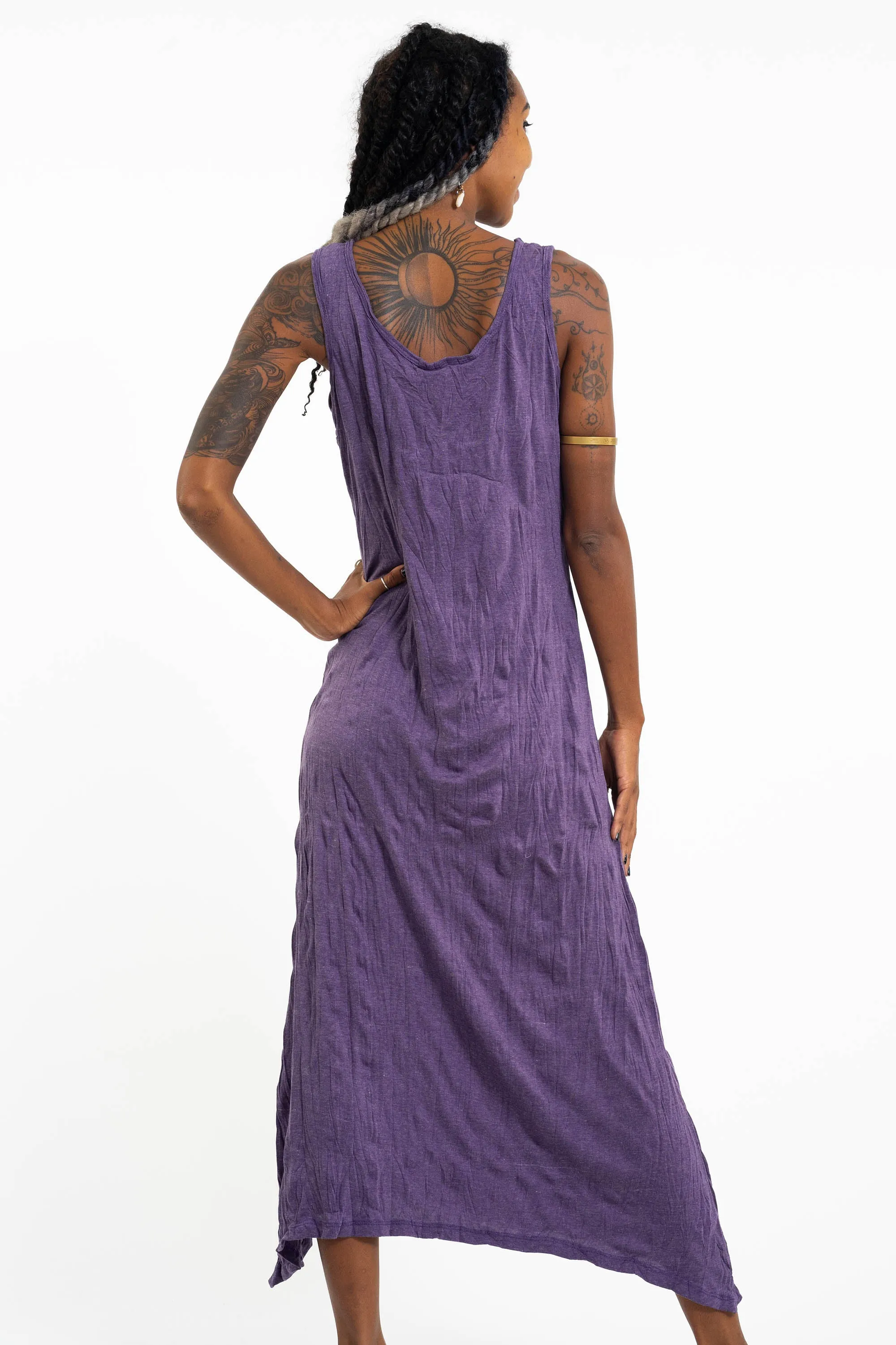 Womens Lord Ganesh Long Tank Dress in Purple