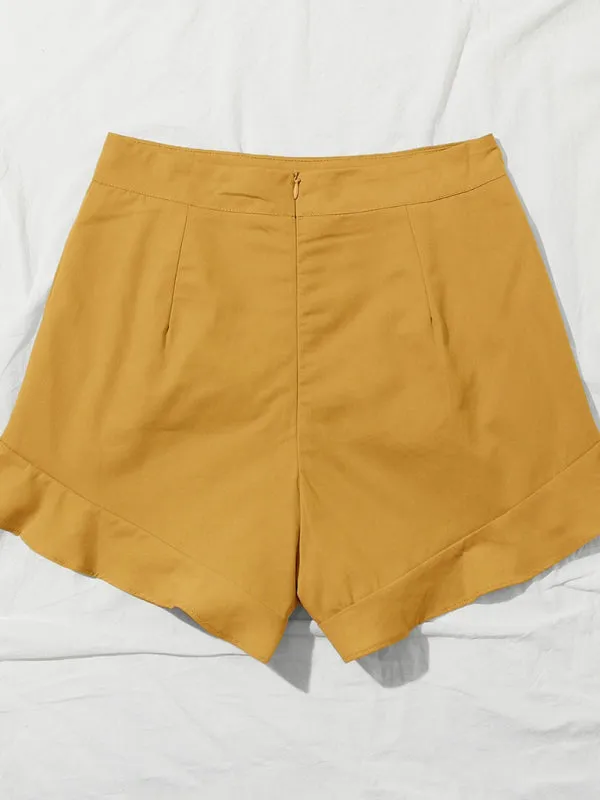 Women's lotus leaf edge loose casual shorts