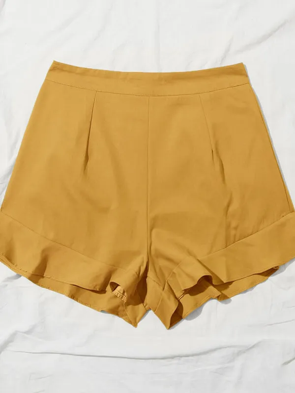 Women's lotus leaf edge loose casual shorts