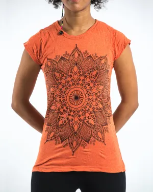 Womens Lotus Mandala T-Shirt in Orange