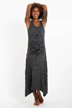 Womens Lotus Om Long Tank Dress in Black