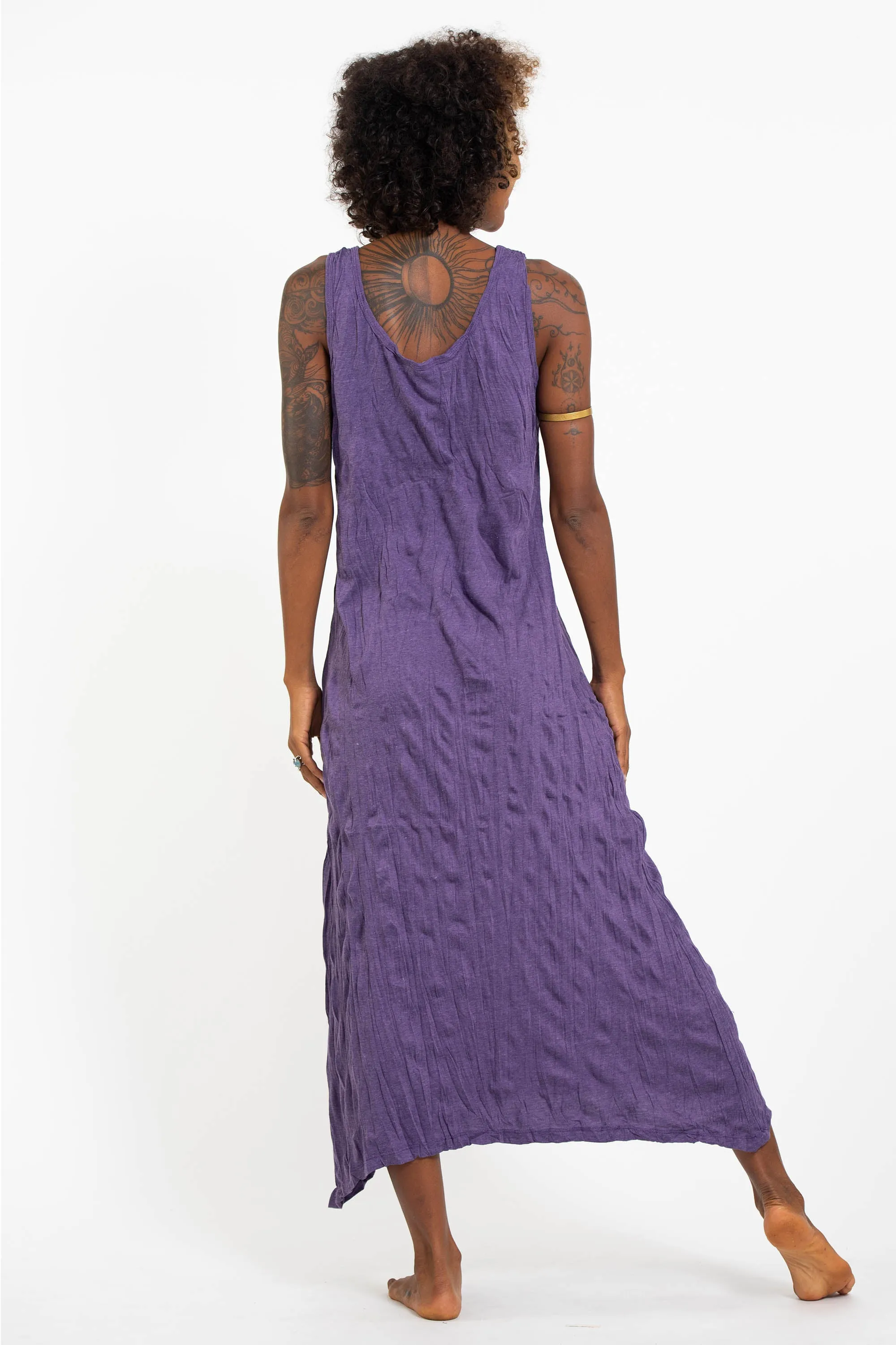 Womens Lotus Om Long Tank Dress in Purple