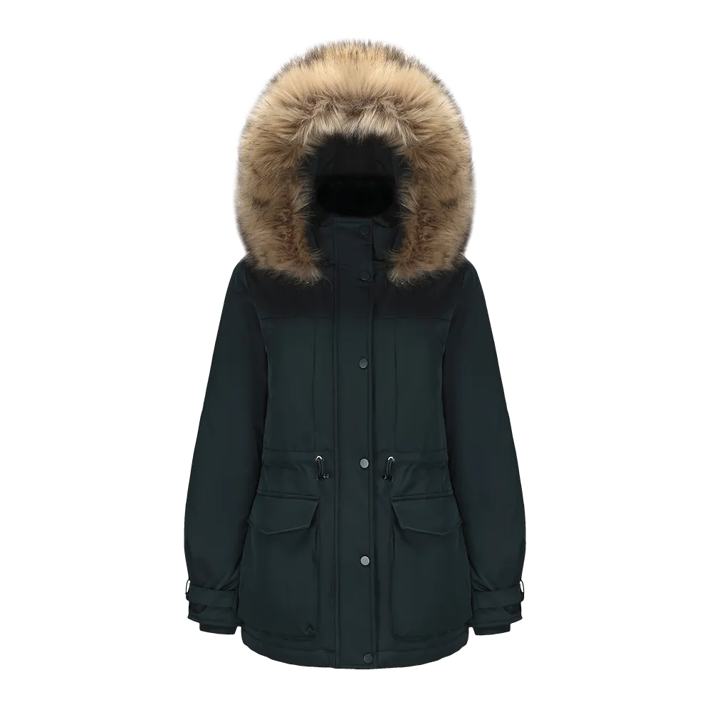 Women's Luxurious Faux Fur Hood Down Jacket