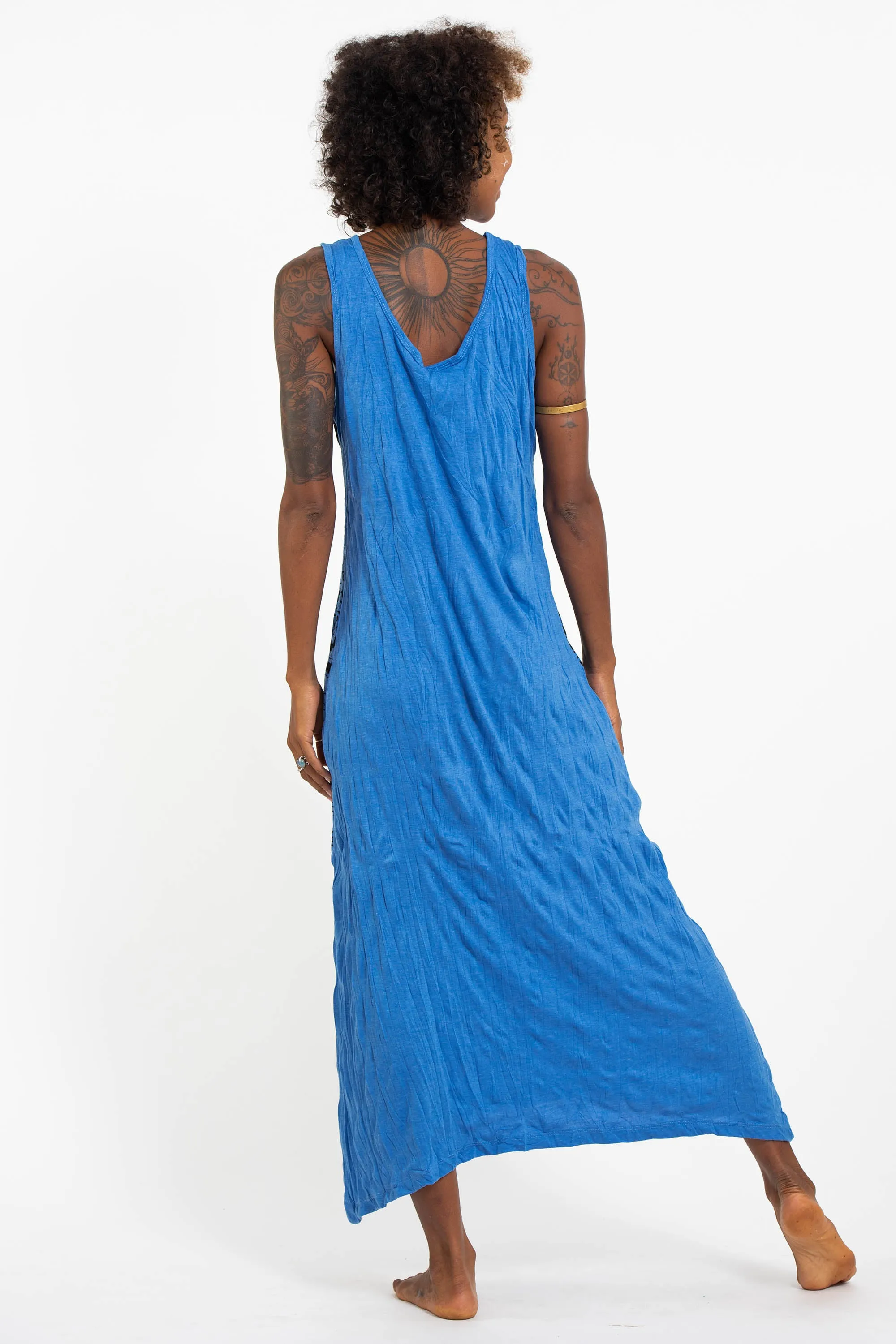 Womens Magic Mushroom Long Tank Dress in Blue