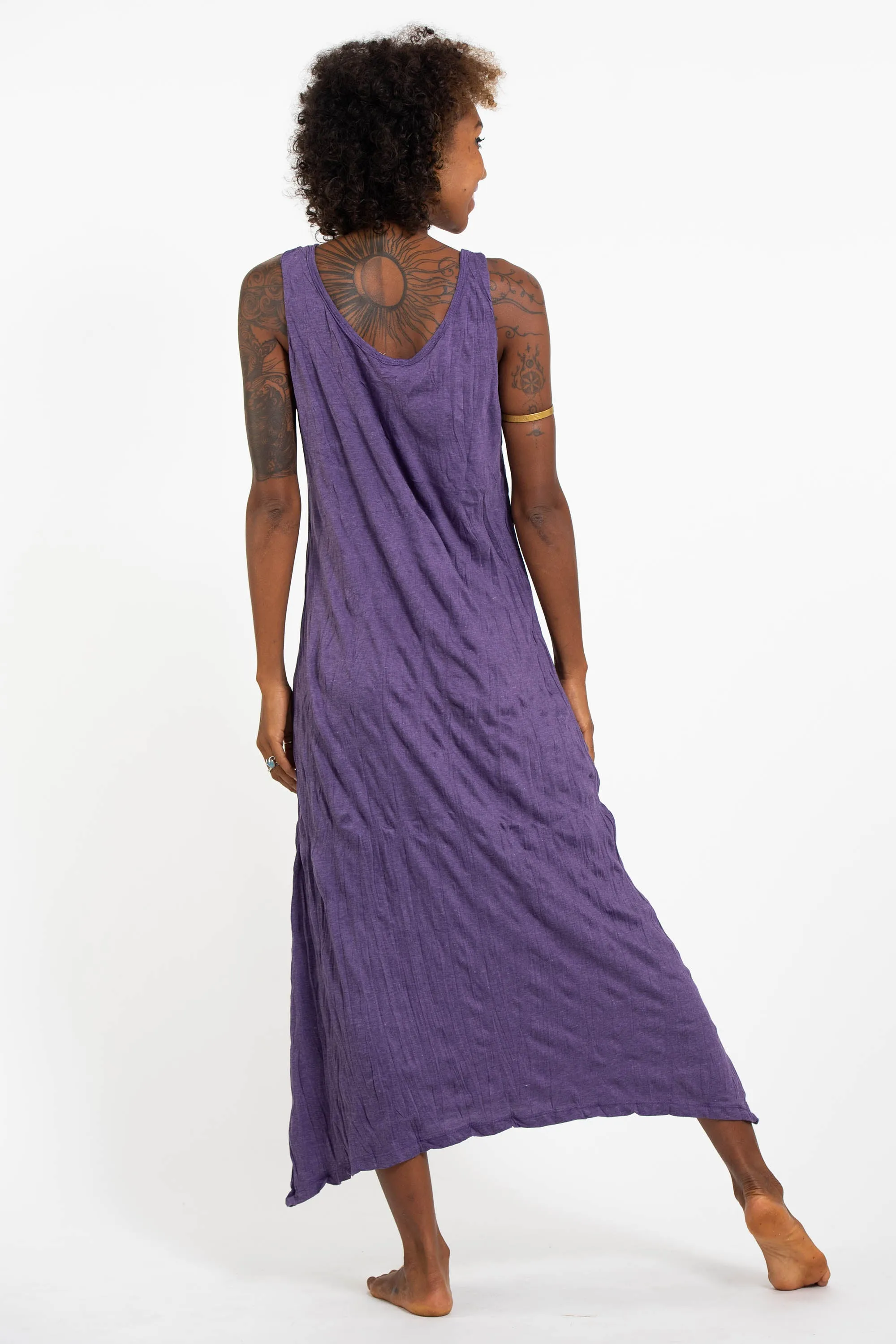 Womens Magic Mushroom Long Tank Dress in Purple