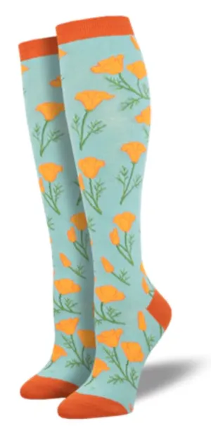 Women's Maritime Poppies Knee High -Mint