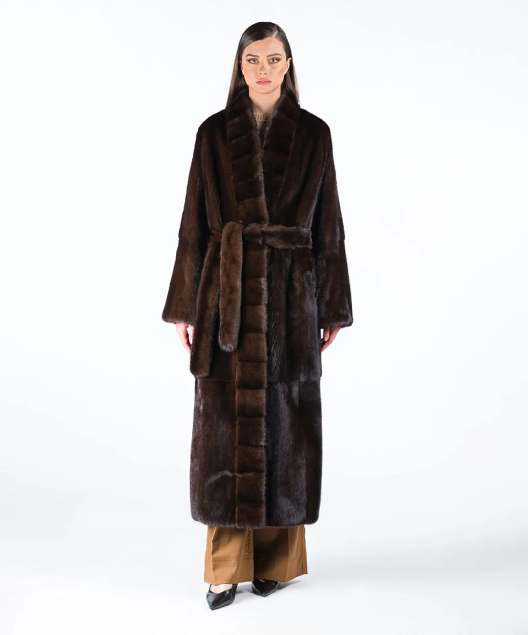 Women's Maxi Mahogany Mink Coat