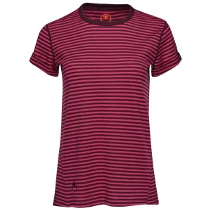 Womens Merino 150 Roll Sleeve Tee (Mini Stripe Wine/Fuchsia)