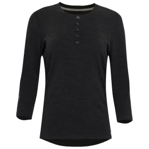 Womens Merino Blend 160 PJ Henley (Black Melange)