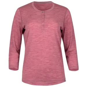 Womens Merino Blend 160 PJ Henley (Blush Melange)