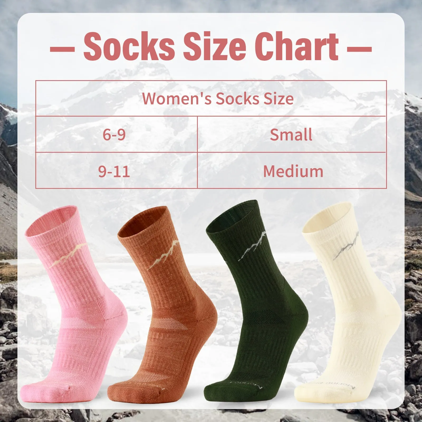 Women's Merino Hike Crew Socks Pink - 4 Pairs