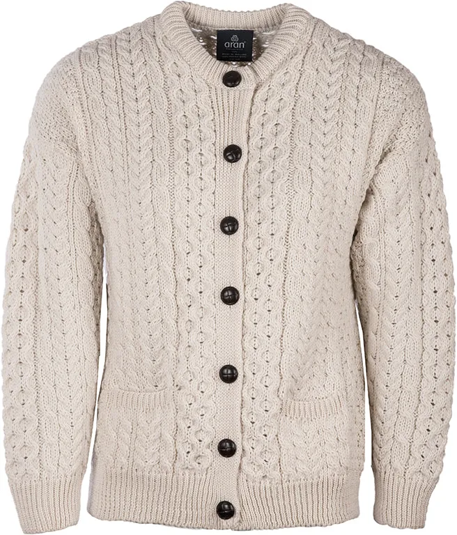 Women's  Merino Wool Classic Button Cardigan by Aran Mills