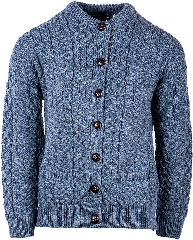 Women's  Merino Wool Classic Button Cardigan by Aran Mills