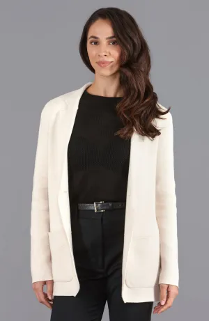 Womens Midweight Cotton Relaxed Fit Knitted Blazer