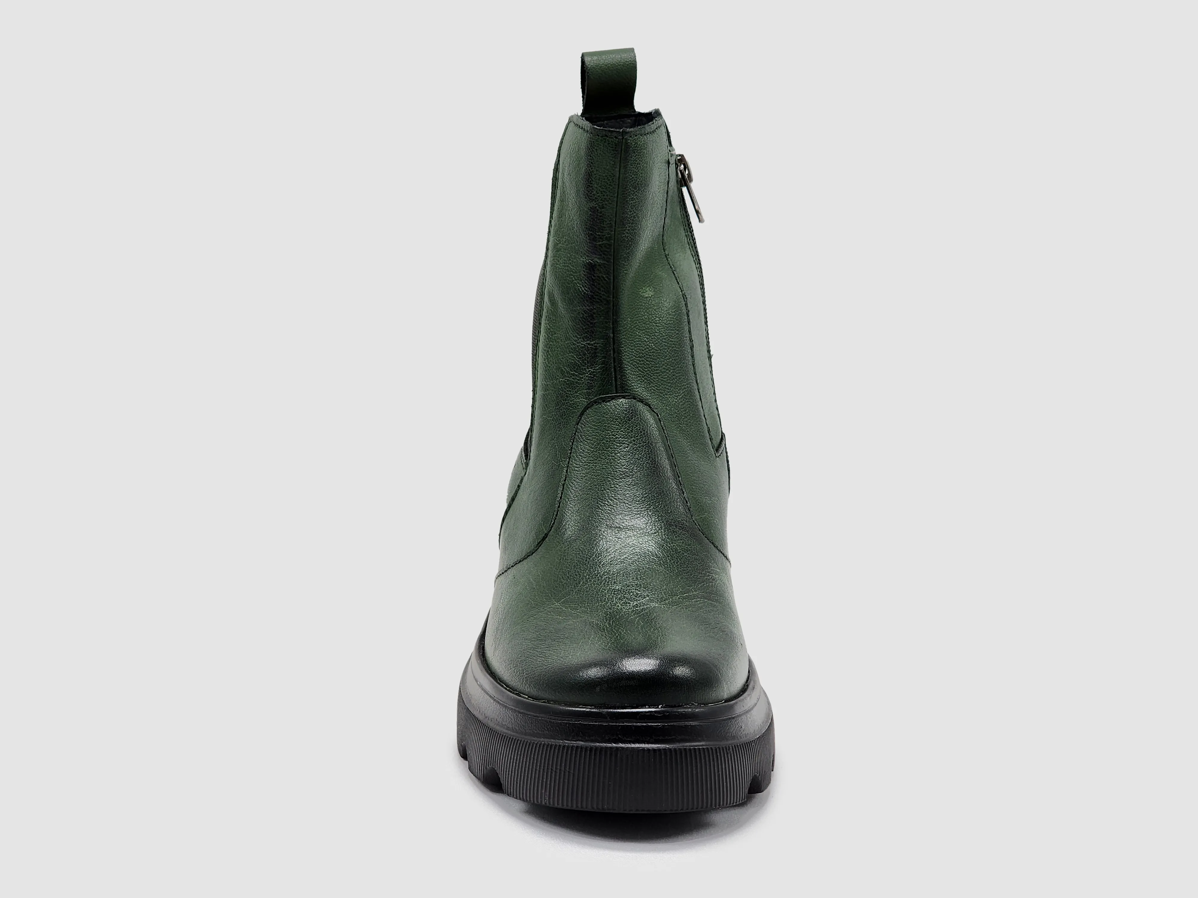 Women's Modern Insulated Zip-Up Chelsea Leather Boots - Green