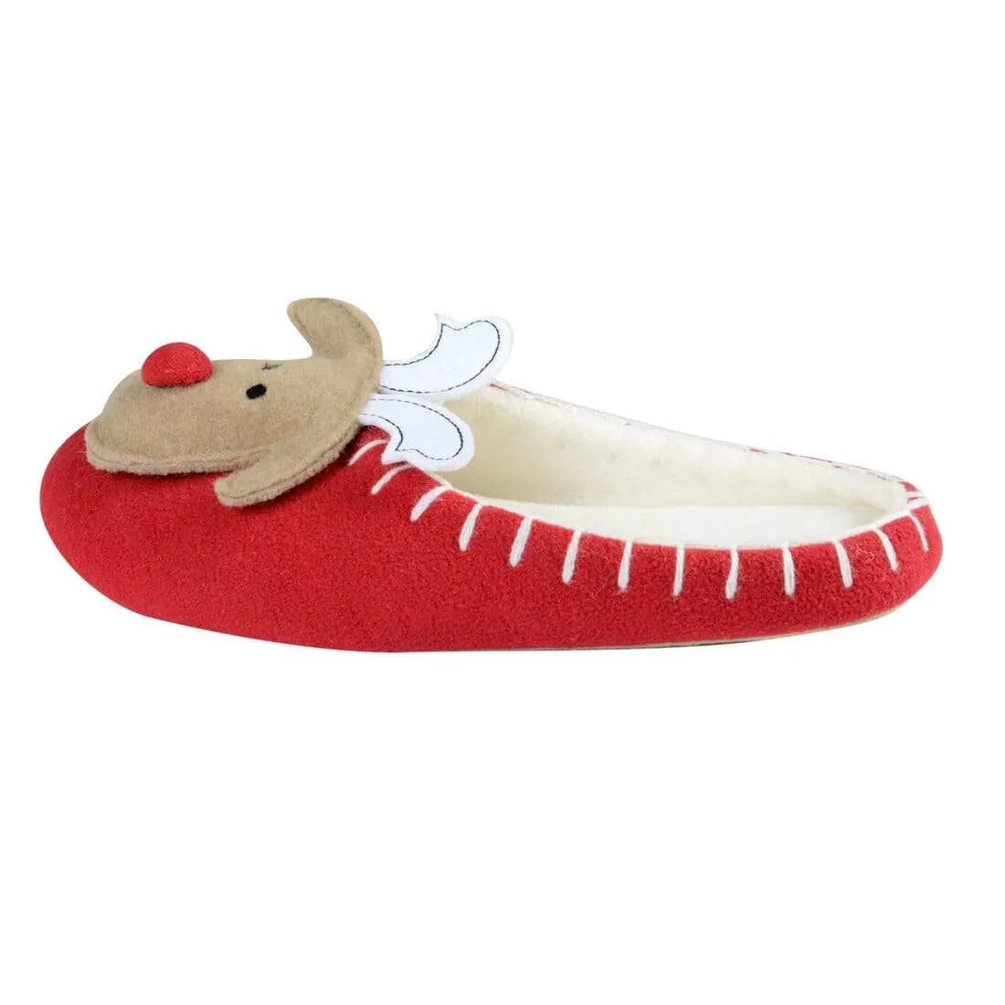 Womens Mule Style Rudolph Reindeer Christmas Slippers