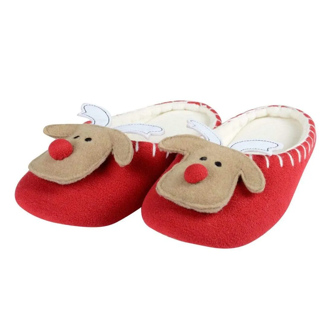 Womens Mule Style Rudolph Reindeer Christmas Slippers