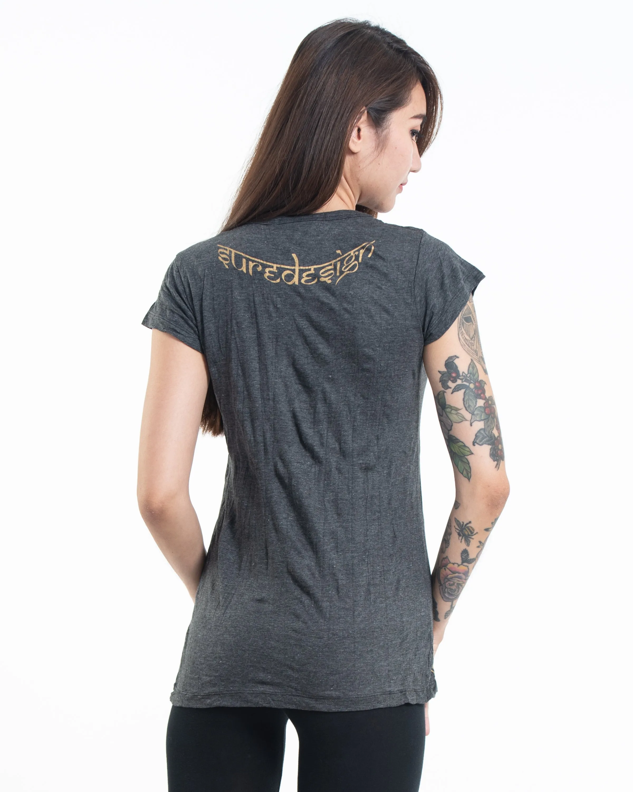 Womens Octopus Chakras T-Shirt in Gold on Black