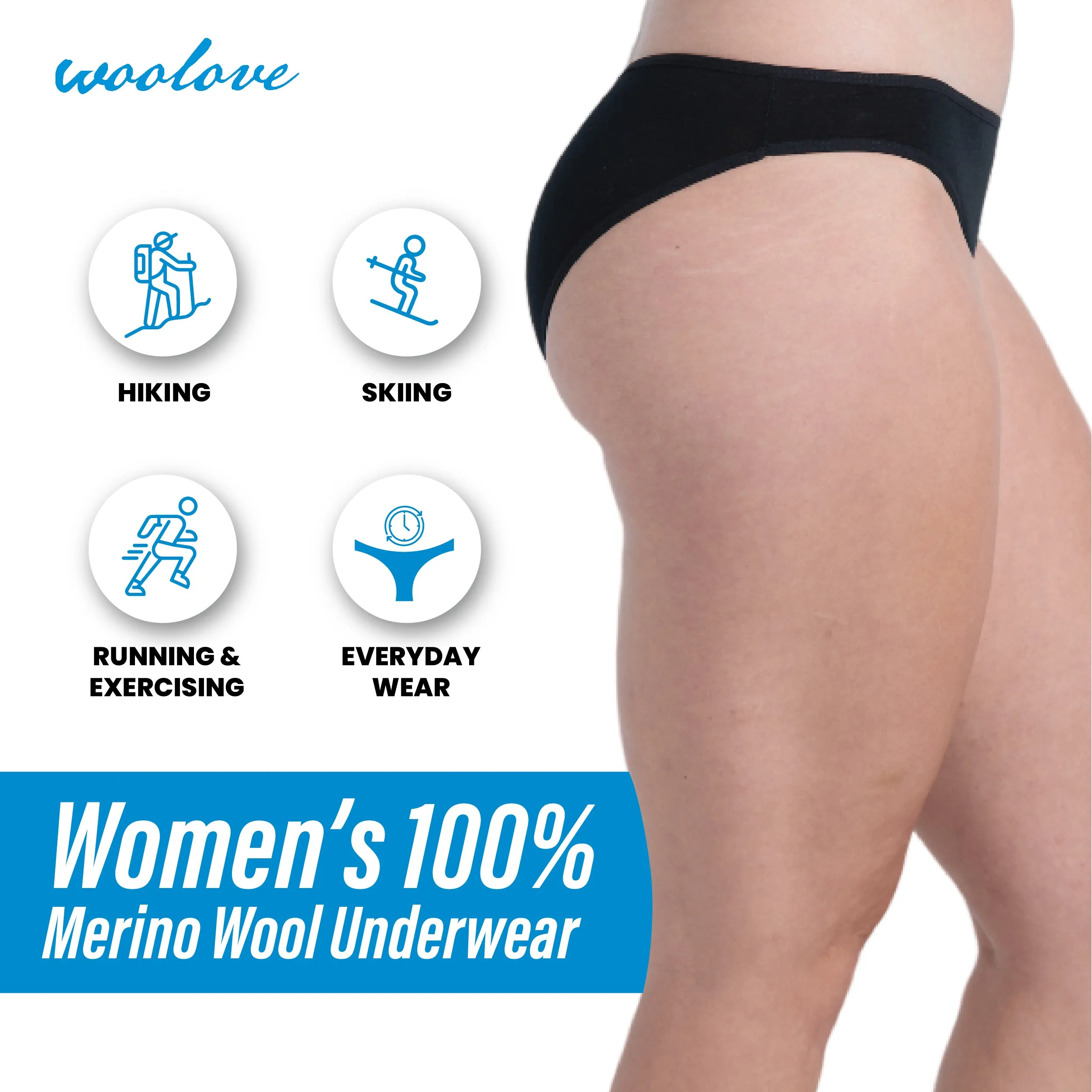 Women's Odour Blocking Merino Wool Bikini Brief Underwear