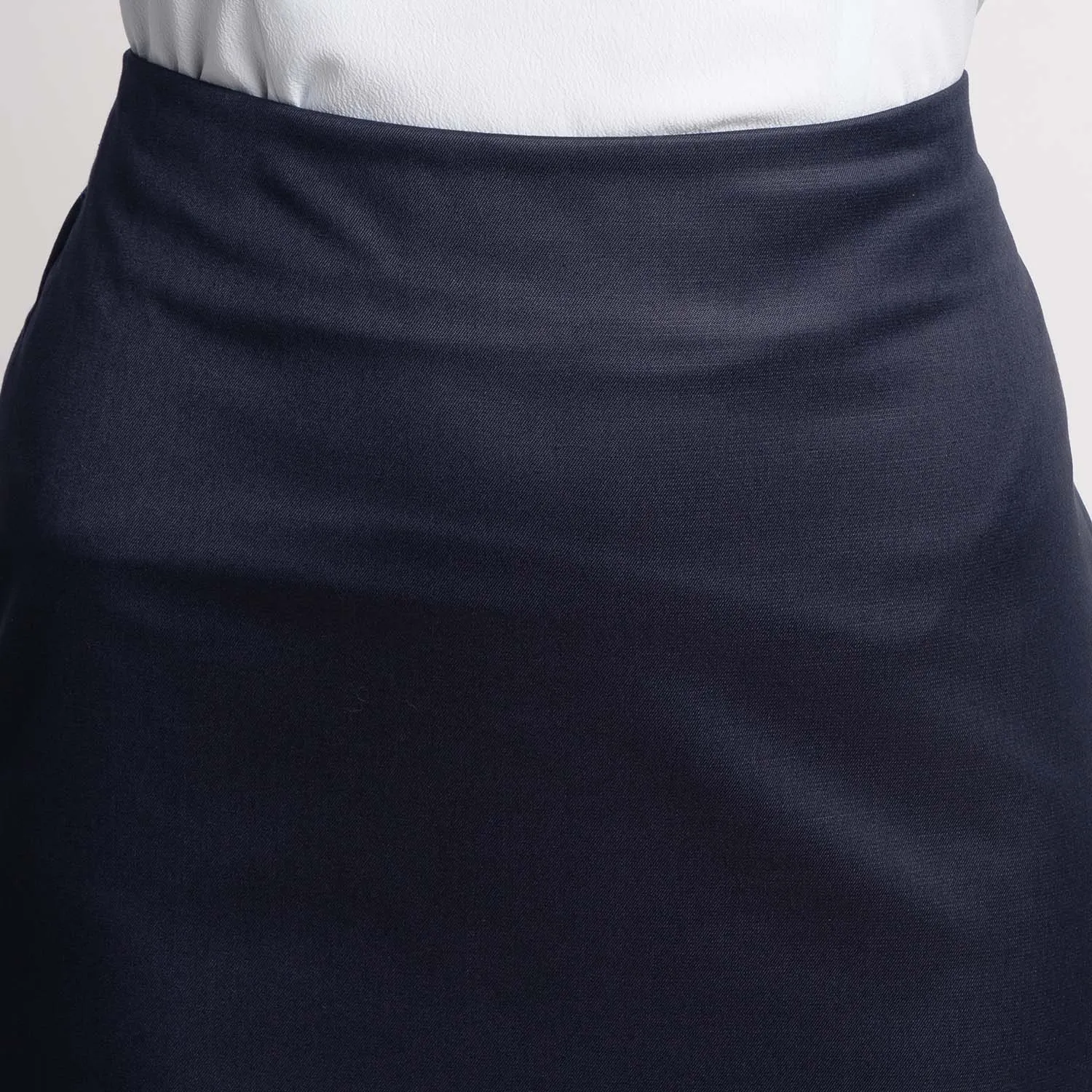 Women's Office wear Navy Blue Poly Cotton Straight Skirt