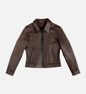 Women's Old English Brown Leather Jacket