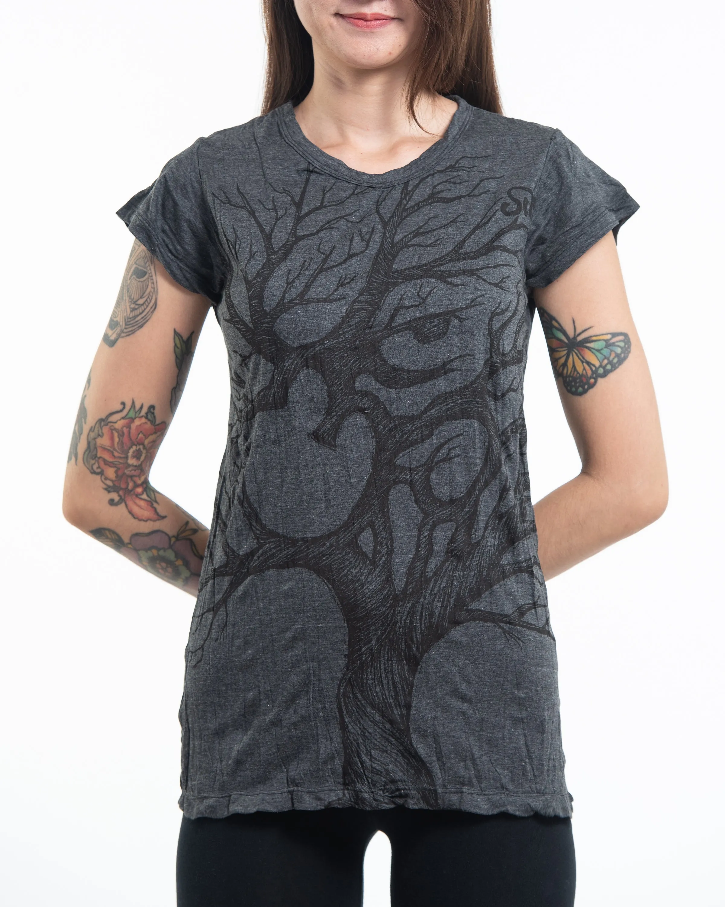 Womens Om Tree T-Shirt in Black