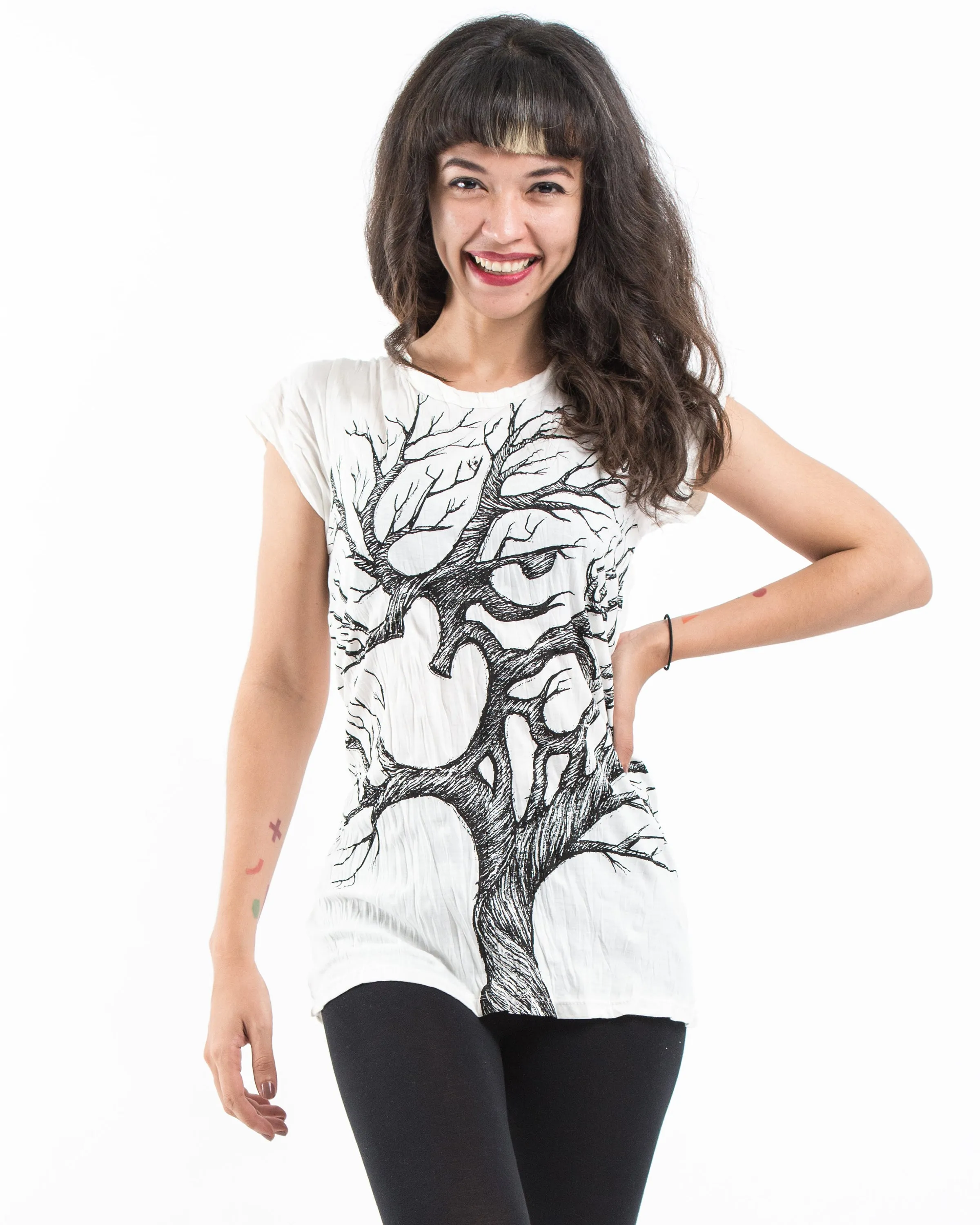 Womens Om Tree T-Shirt in White