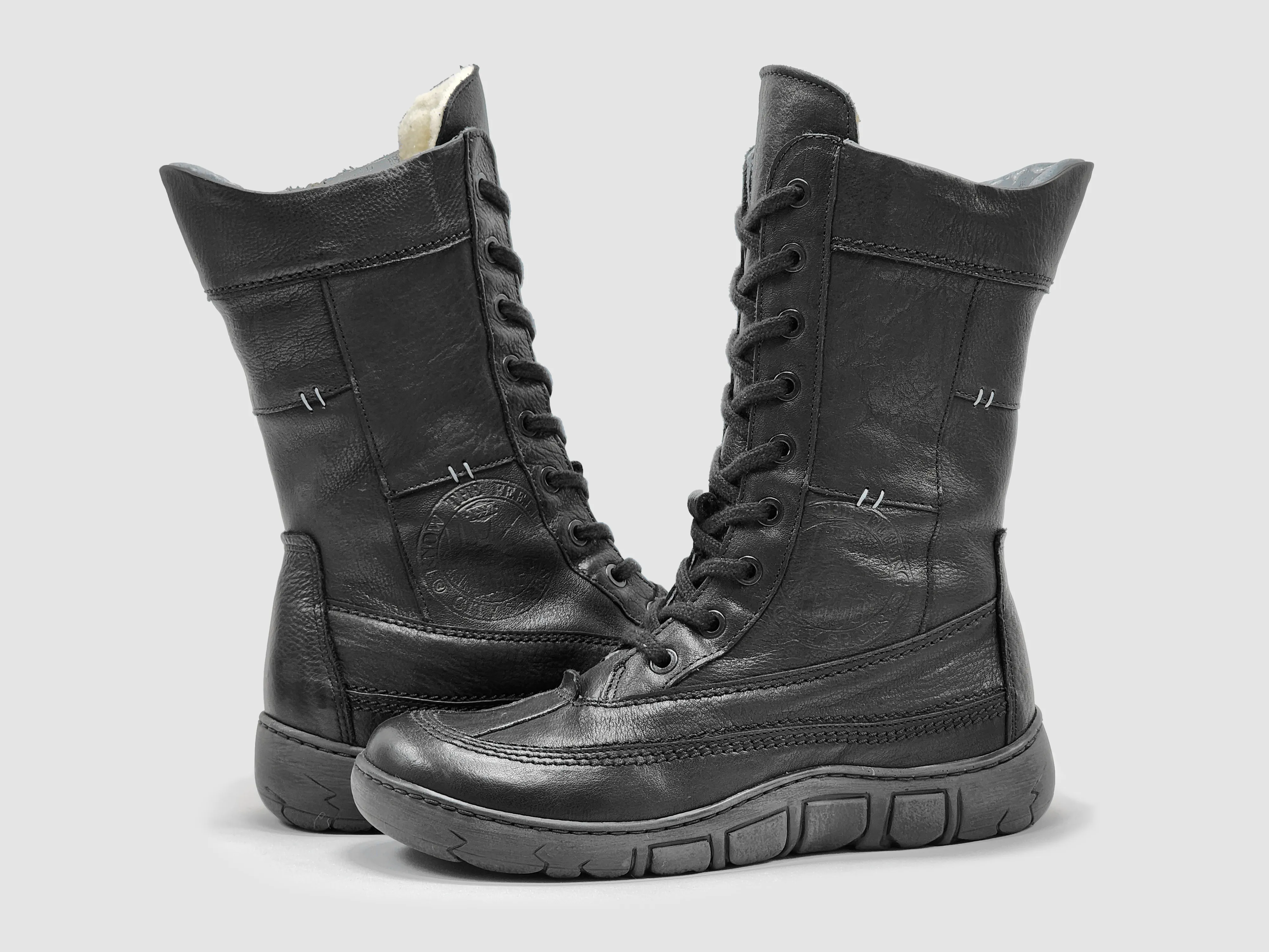 Women’s Original Tall Thick Wool-Lined Zip-Up Leather Boots - Black