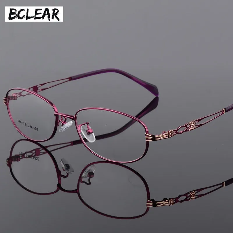 Women's Oval Full Rim Eyeglasses Alloy Frames F6017