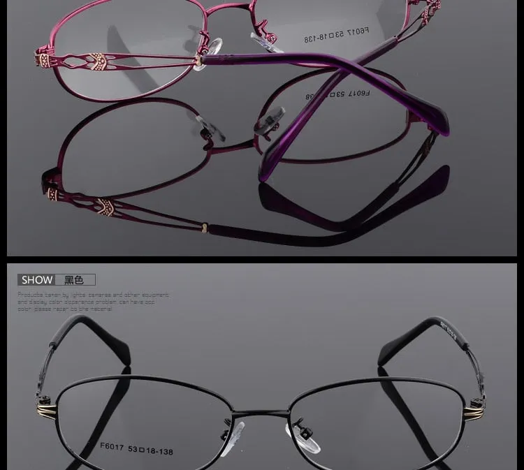 Women's Oval Full Rim Eyeglasses Alloy Frames F6017