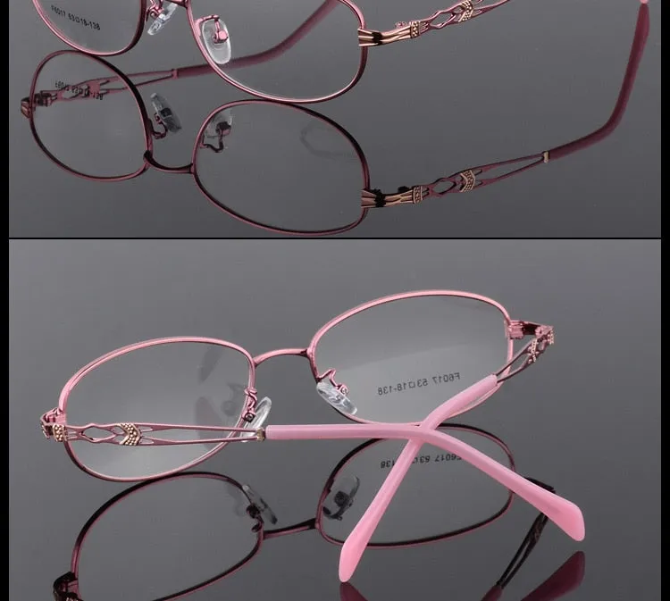 Women's Oval Full Rim Eyeglasses Alloy Frames F6017