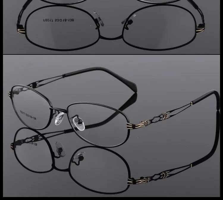 Women's Oval Full Rim Eyeglasses Alloy Frames F6017