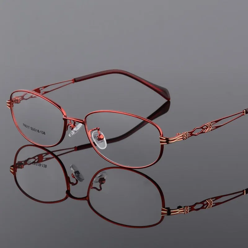 Women's Oval Full Rim Eyeglasses Alloy Frames F6017