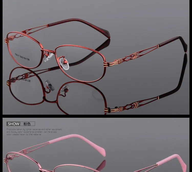 Women's Oval Full Rim Eyeglasses Alloy Frames F6017