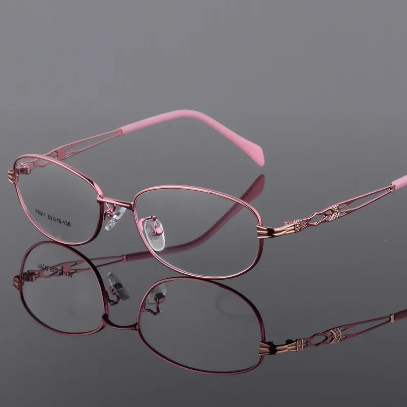 Women's Oval Full Rim Eyeglasses Alloy Frames F6017