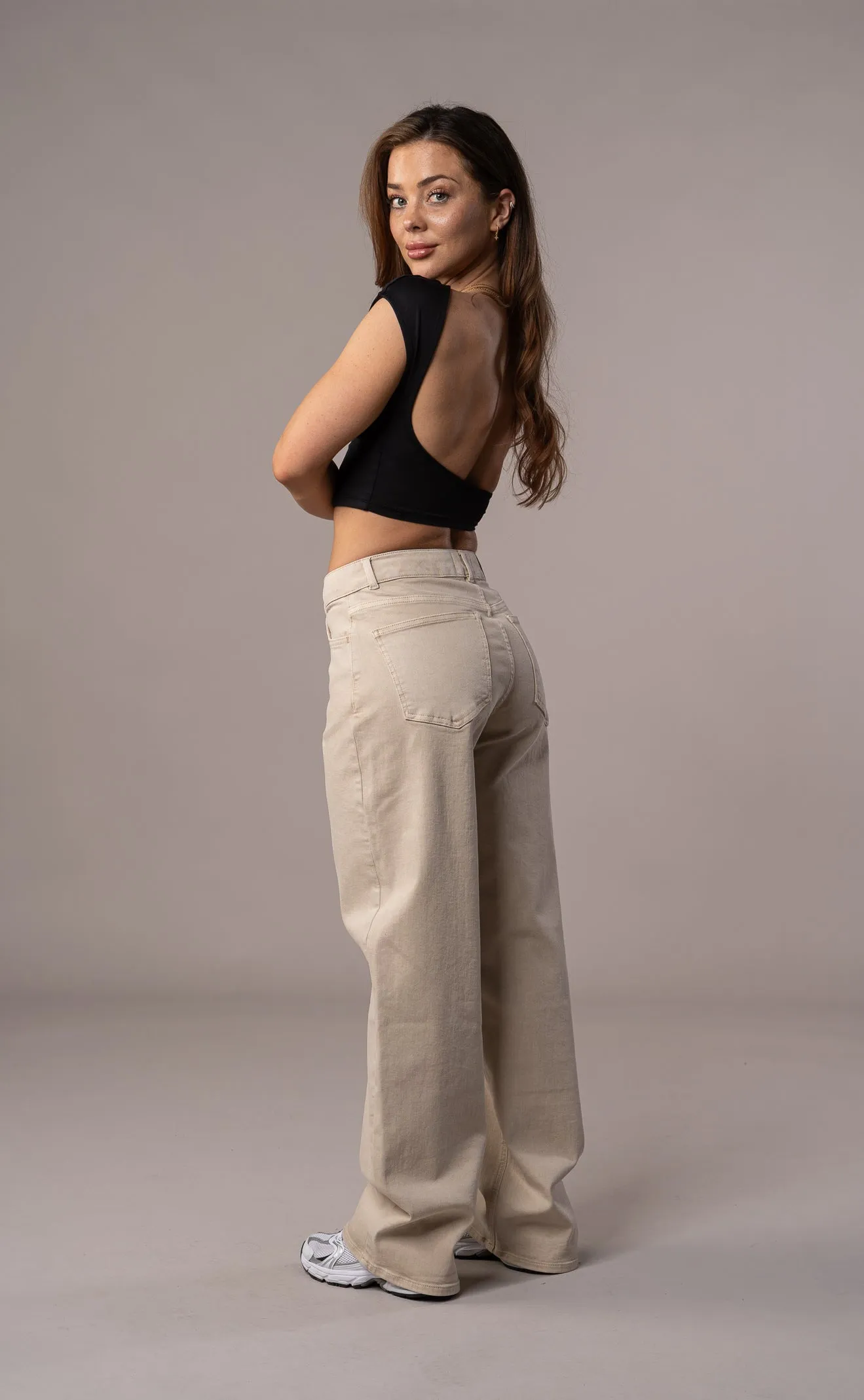 Womens Pastel Baggy Fitjeans - Sand