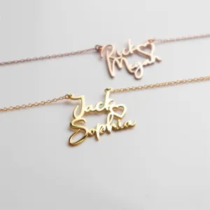 Women's Personalized Double Name Stainless Steel Necklace